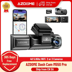 كاميرا AZDOME M550 Pro 3CH للسيارات – تسجيل فيديو 4K مع واي فاي مدمج، GPS ورؤية ليلية