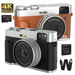 MELCAM 4K Digital Camera - كاميرا تصوير فوتوغرافي وفيديو مع تركيز تلقائي وفلاش مدمج لليوتيوب والفيديوهات